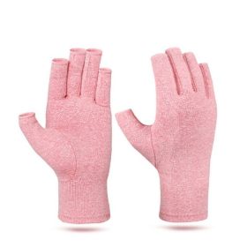 1pair Compression Arthritis Gloves Pain Relief Gloves ( Buy A Size Up ) (Color: Pink, size: M)